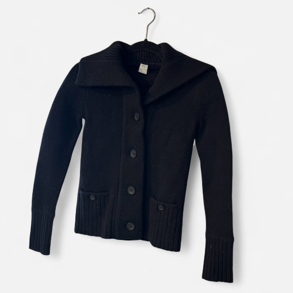 J. Crew Black Button-Front Merino Wool Jacket